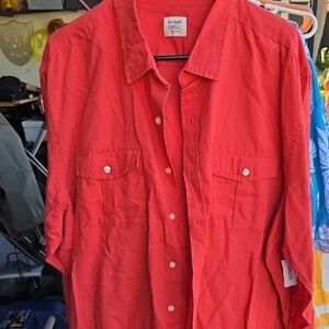 Old Navy Men's Bold Red Button-Down Shirt